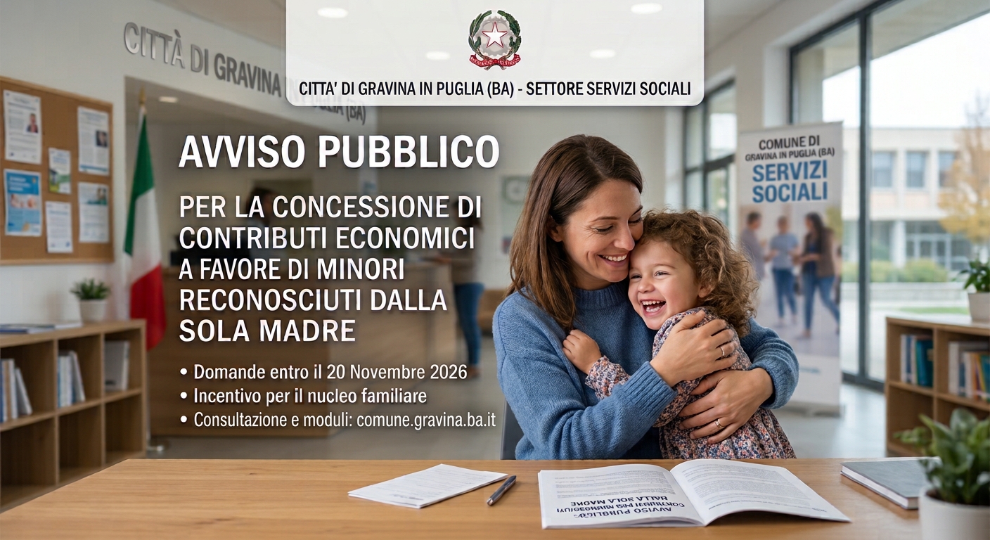 Avviso pubblico per la concessione di contributi per minori riconosciuti dalla sola madre