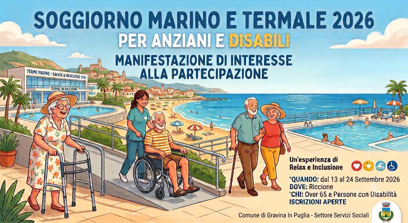 Soggiorno Marino e Termale per Anziani/Disabili – Anno 2026 – Manifestazione di interesse alla partecipazione