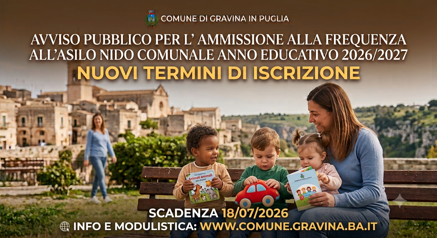 AVVISO PUBBLICO PER L’ AMMISSIONE ALLA FREQUENZA ALL’ASILO NIDO COMUNALE ANNO EDUCATIVO 2026/2027